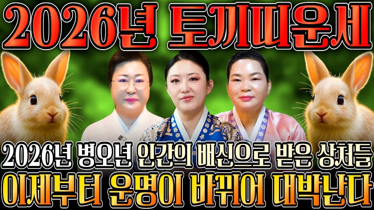 🐰2026년 병오년 대박나는 토끼띠운세🐰 하늘과 조상에서 도와 신년에 대박나는 토끼띠운세?! 금전, 귀인 들어온다! 99년생 87년생 75년생 63년생 토끼띠운세