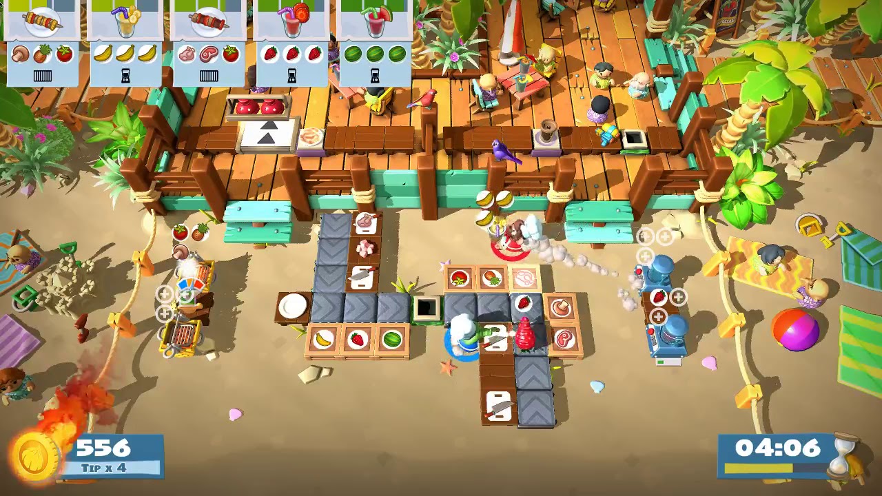 Overcooked 2 - Surf n Turf 3-4 :: 2 Players - Score: 1673