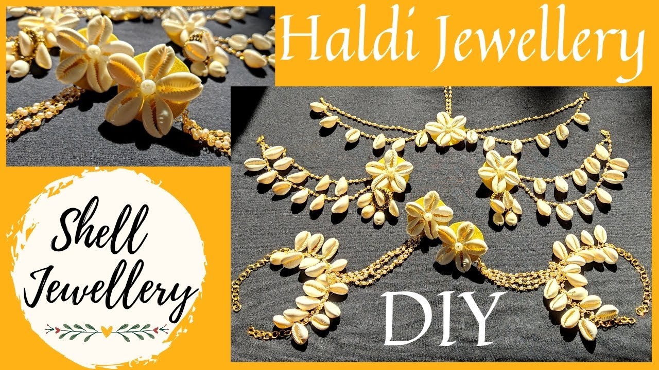 Haldi Jewellery Making at Home | DIY Haldi Jewellery | Shell Jewellery for Haldi