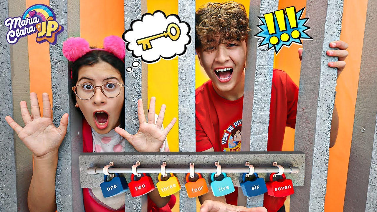 Maria Clara e JP no desafio Escape Room Challenge