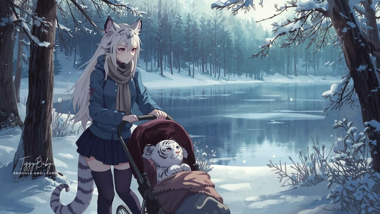 Japanese Baby Lullaby Instrumental 🌙 Calming Sleep Music with Anime White Tiger