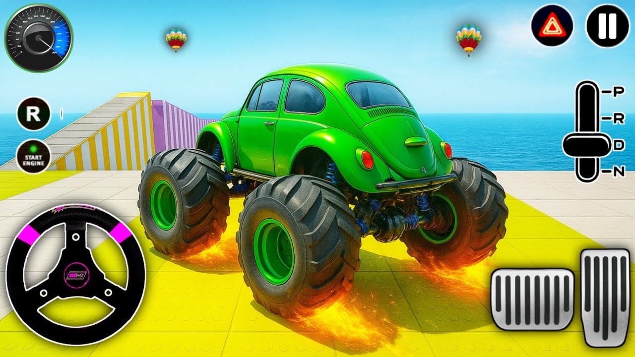 Crazy Monster Car Stunts! Rainbow Beetle Power in Mega Tunnel 🚀🔥”