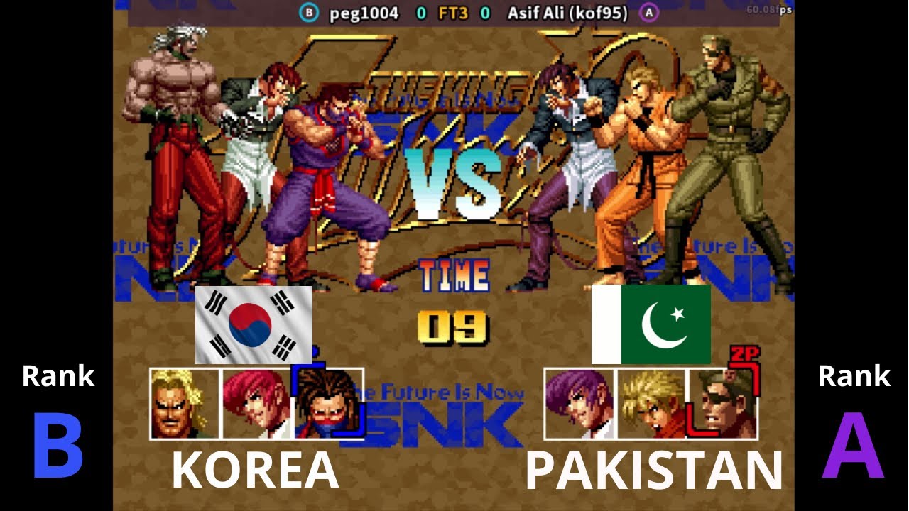 Peg1004 (KOREA) VS Asif Ali (kof95) (PAKISTAN) KOF 95 ! FT.5 Fightcade Online Gaming Video ! Japan