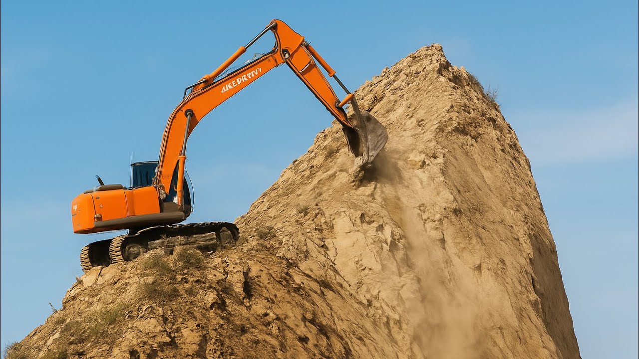 HILL DESTRUCTION: How to Break a Hill with an Excavator Machine! #excavators #stonemachinery #jcb 