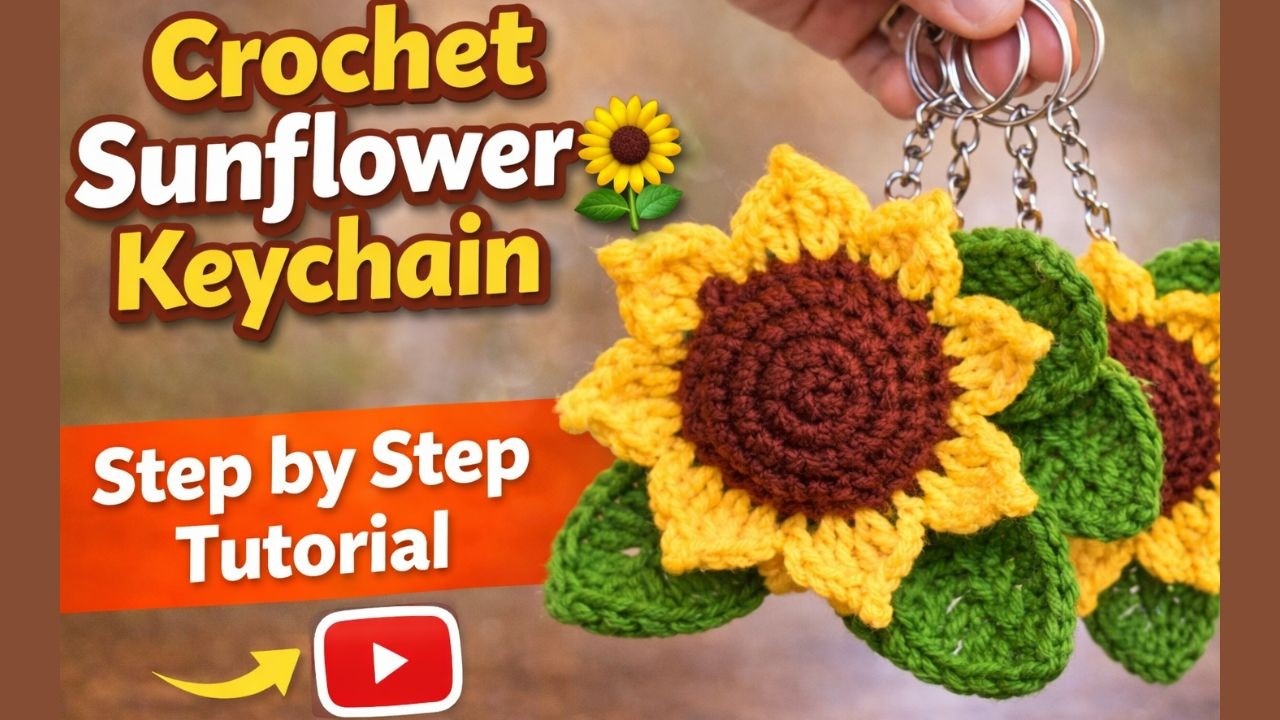 Cute Crochet Sunflower Keychain 🌻 | Easy Handmade Gift Idea | Hindi Tutorial