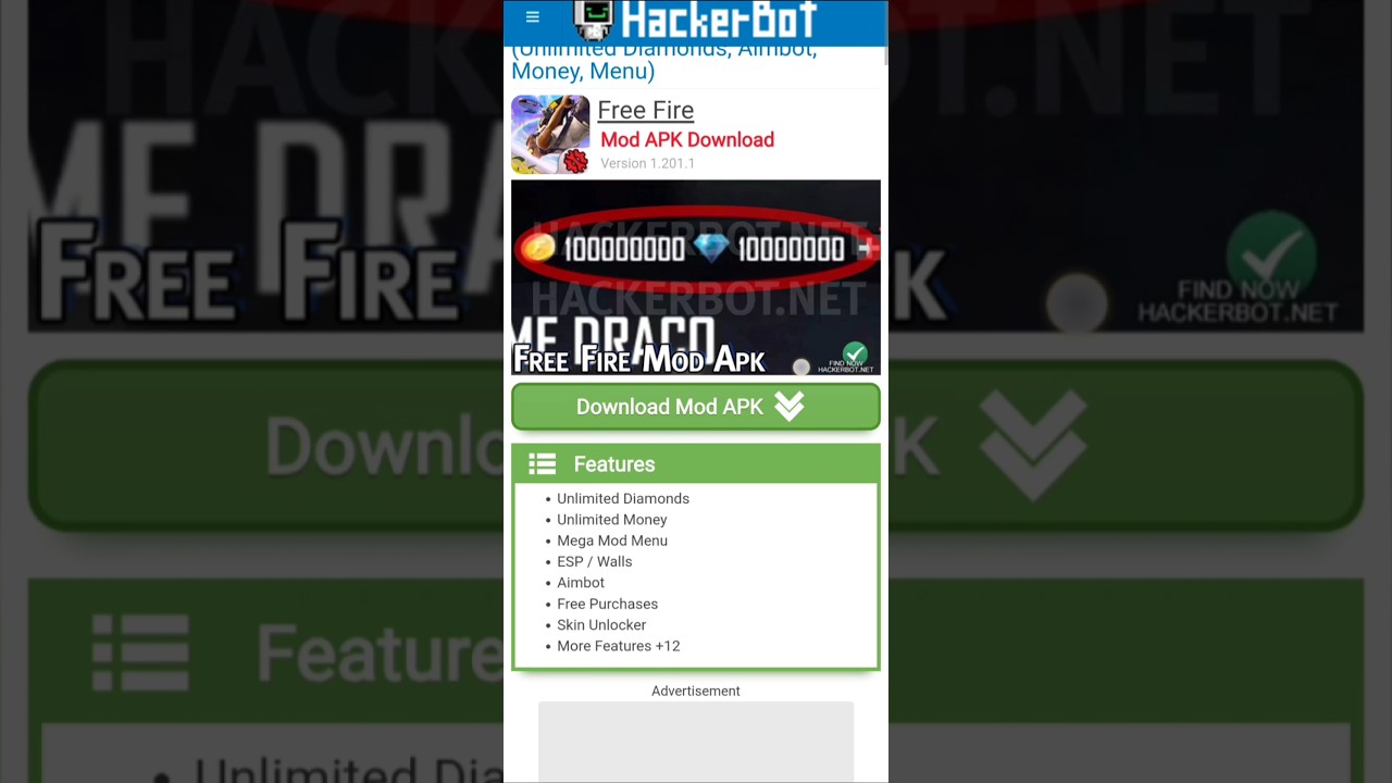 Free Fire Mod Apk (Unlimited Diamonds, Aimbot, Money, Menu) #shorts #freefire