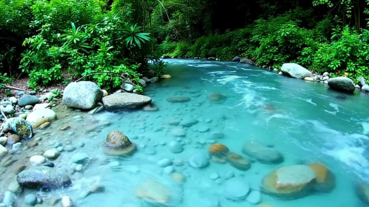 🌴Gentle Tropical River🌴Relaxation Calming Water Sounds 🌊