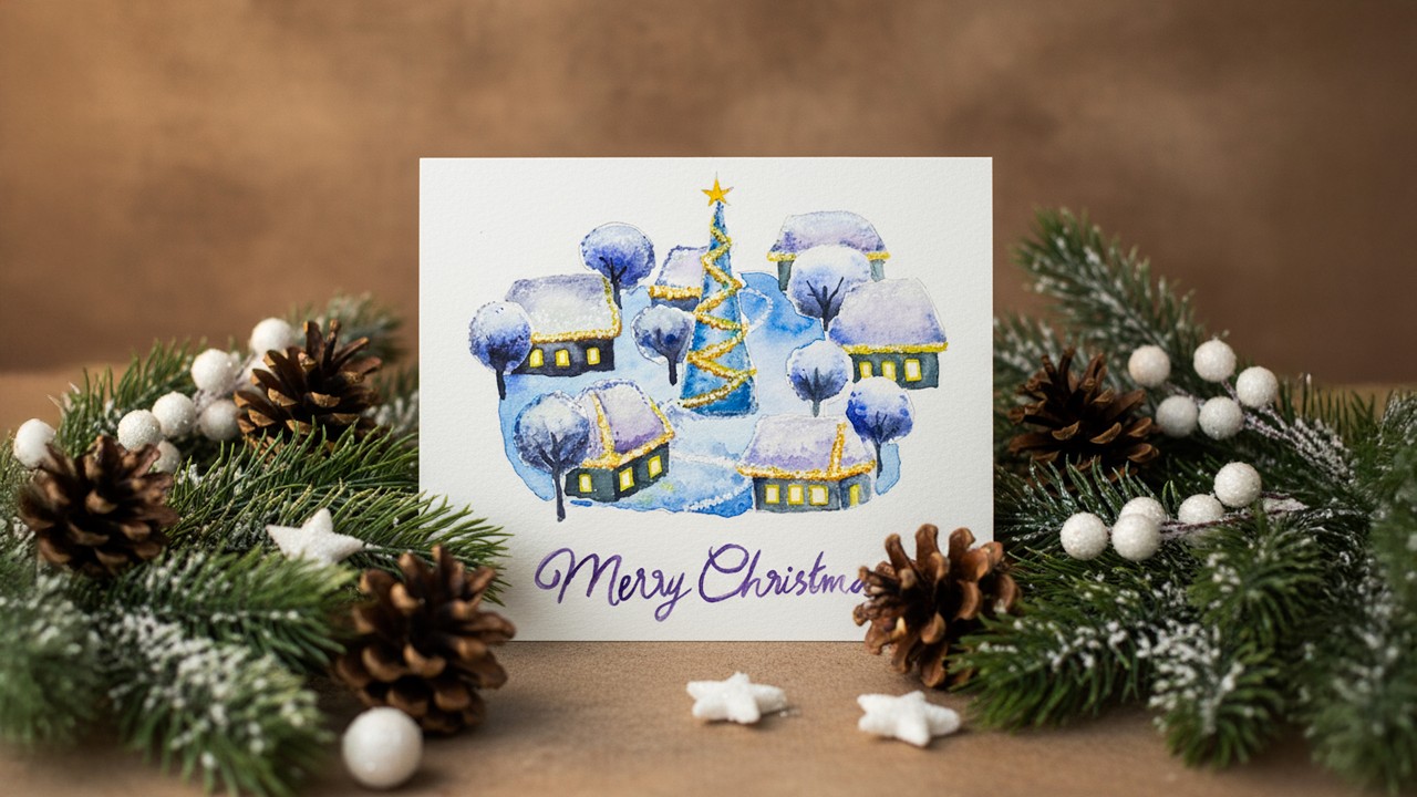 Easy WATERCOLOR Christmas Village Painting Tutorial For Beginners