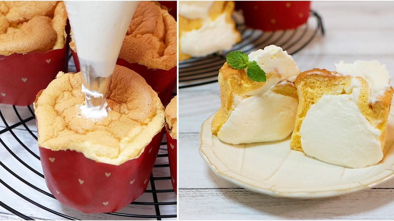 生クリームたっぷり カップシフォンケーキの作り方【初心者必見！】Success rate 99.8% How to make your first cup chiffon cake