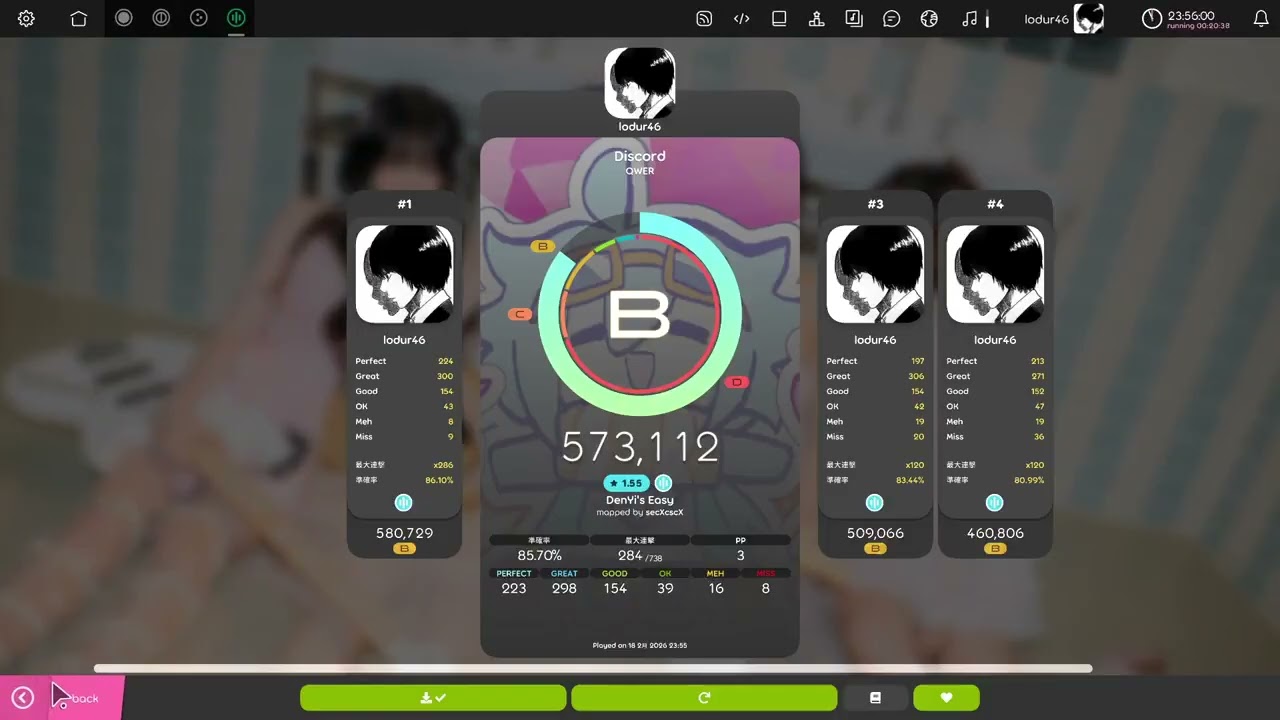 [osu!mania] QWER - Discord (4K / 1.55) 20260219