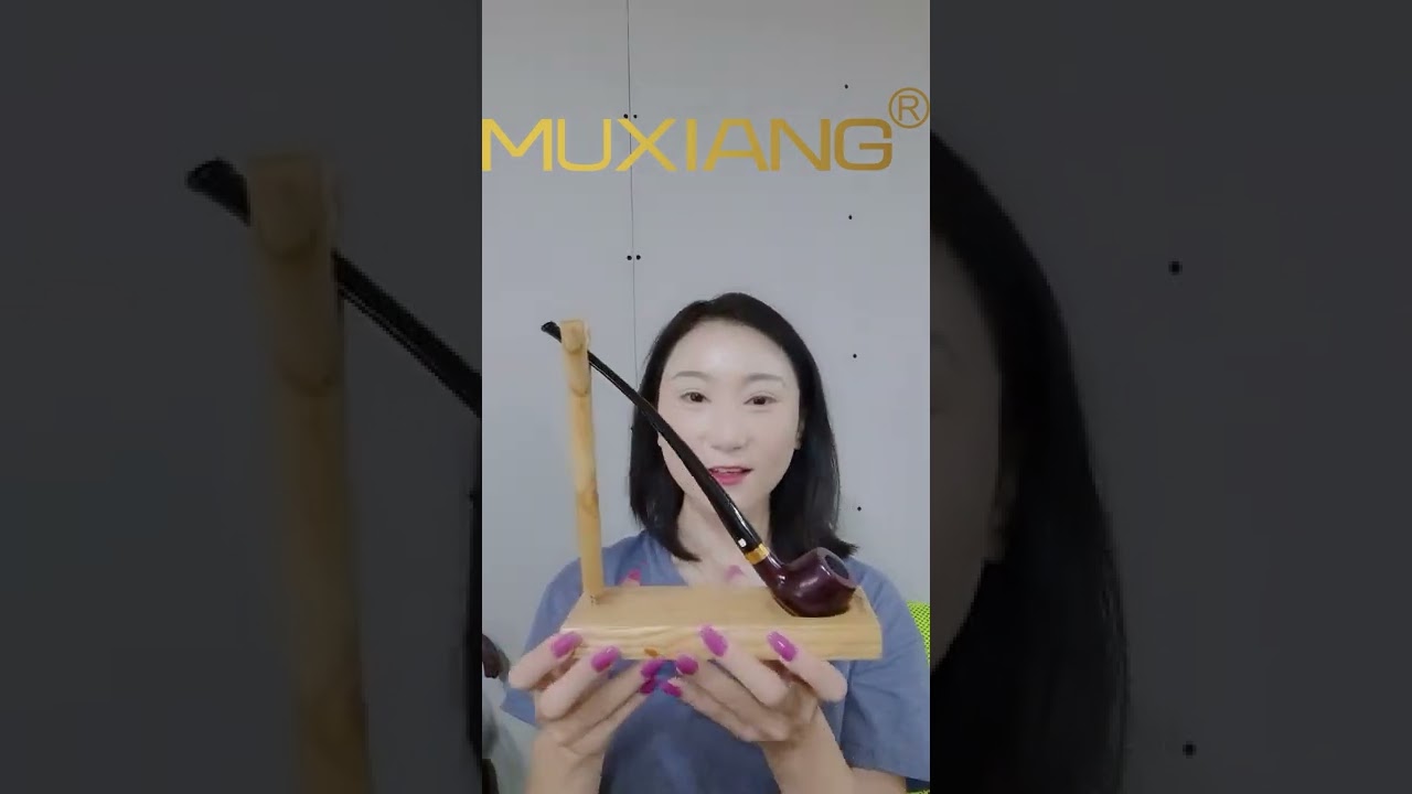 MUXIANG One Seat Wooden Smoking Churchwarden Pipe Stand