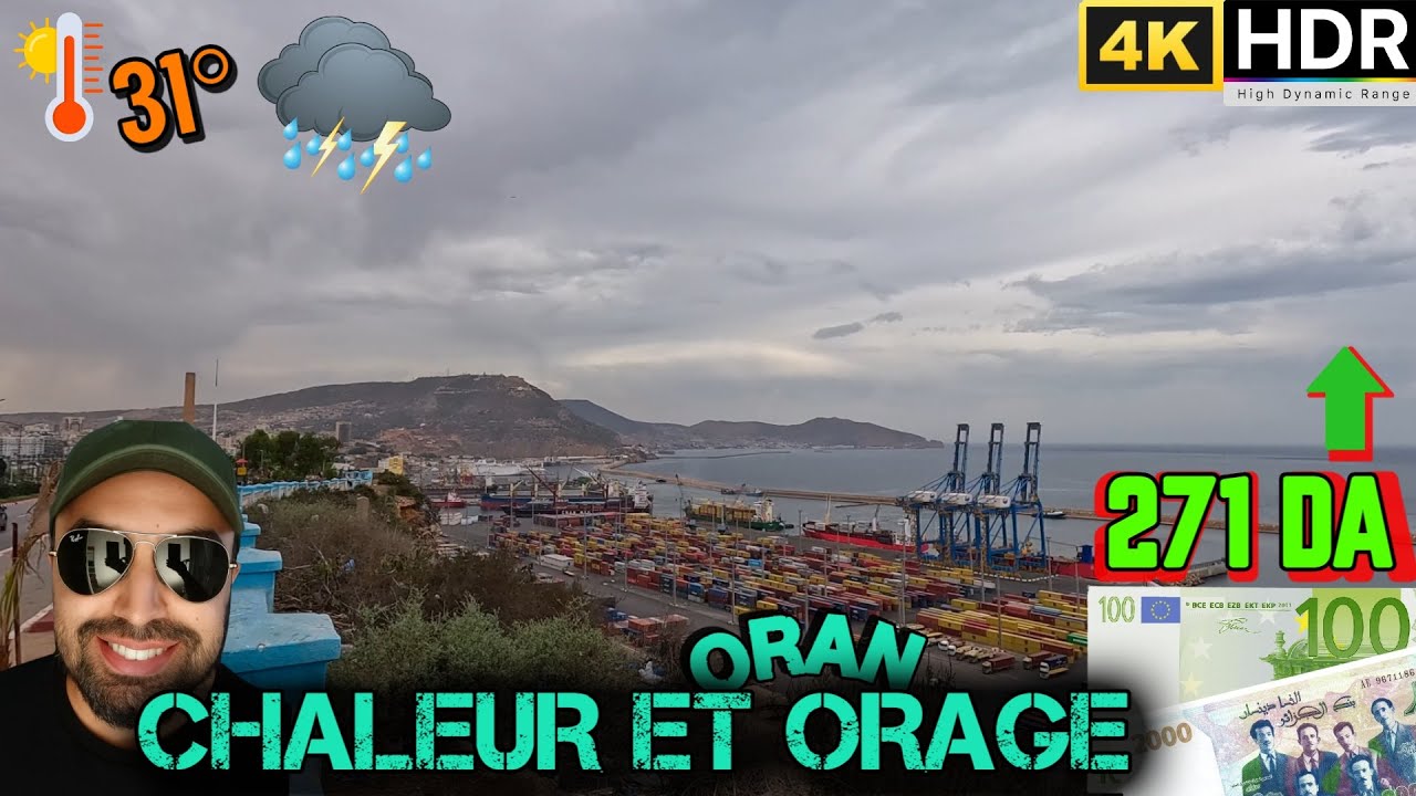 ORAN SOUS UNE AMBIANCE ÉLECTRIQUE – CHALEUR, NUAGES ET COUPS DE TONNERRE ☁️🚴‍♂️#marché_noir 24° #428