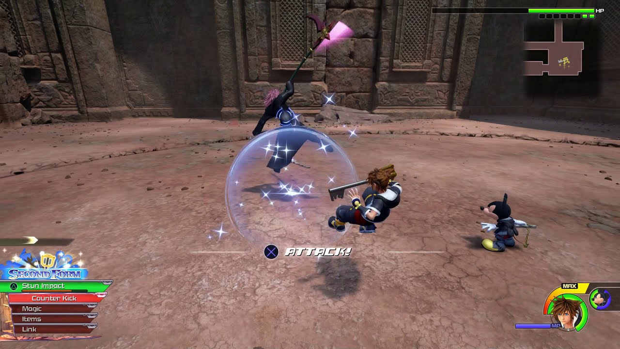 Kingdom Hearts III - Luxord, Marluxia & Larxene Boss Fight (Critical Mode)