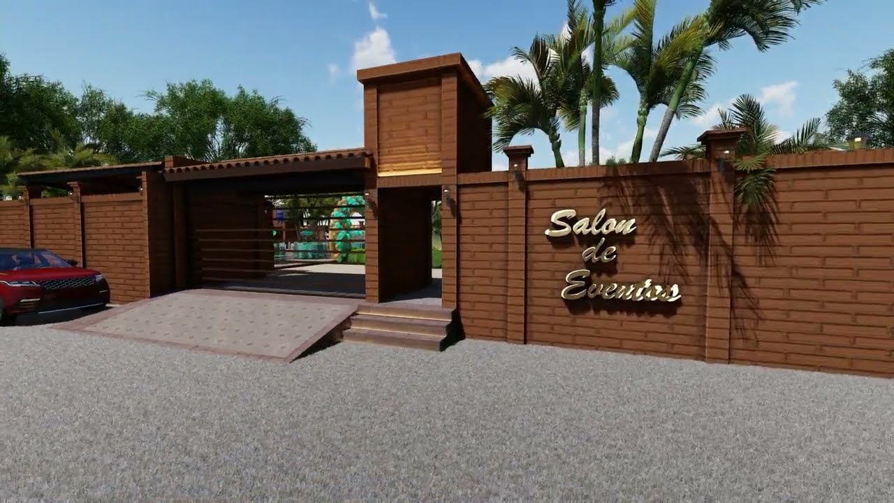 RECORRIDO EXTERIOR SALON DE EVENTOS 3D RENDER