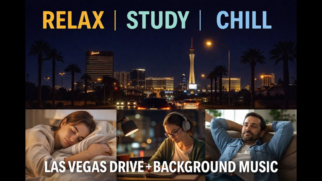 Vegas After Dark + Soft Background Music for Focus