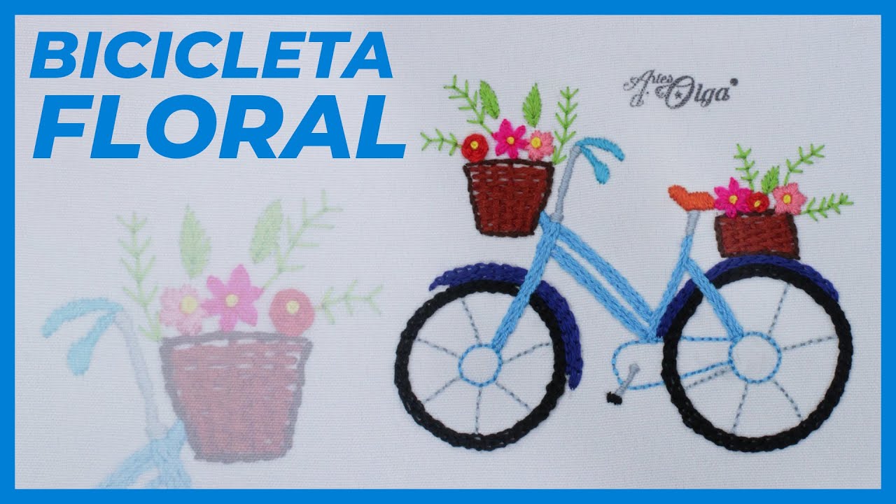 Cómo Bordar Bicicleta con Flores Paso a Paso | Bike Embroidery Design