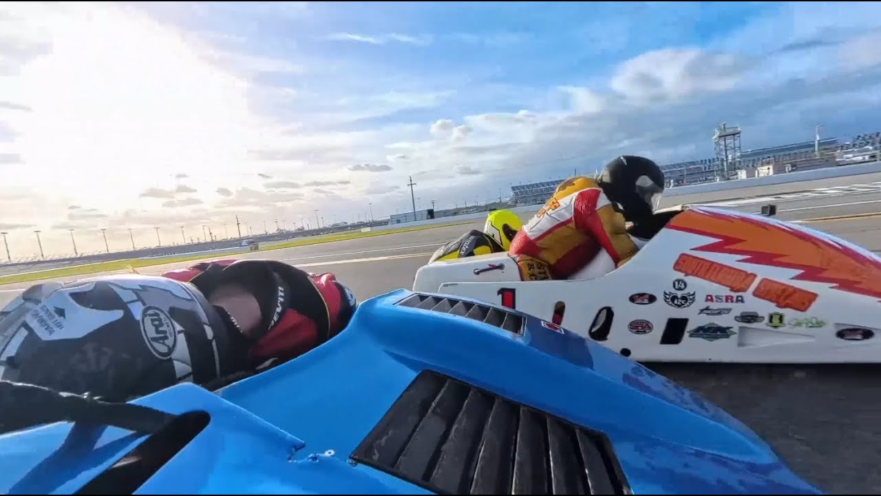 My first sidecar race ever. Onboard 2 cars battling for 1st at Daytona Int'l Speedway 10/19/24 ASRA