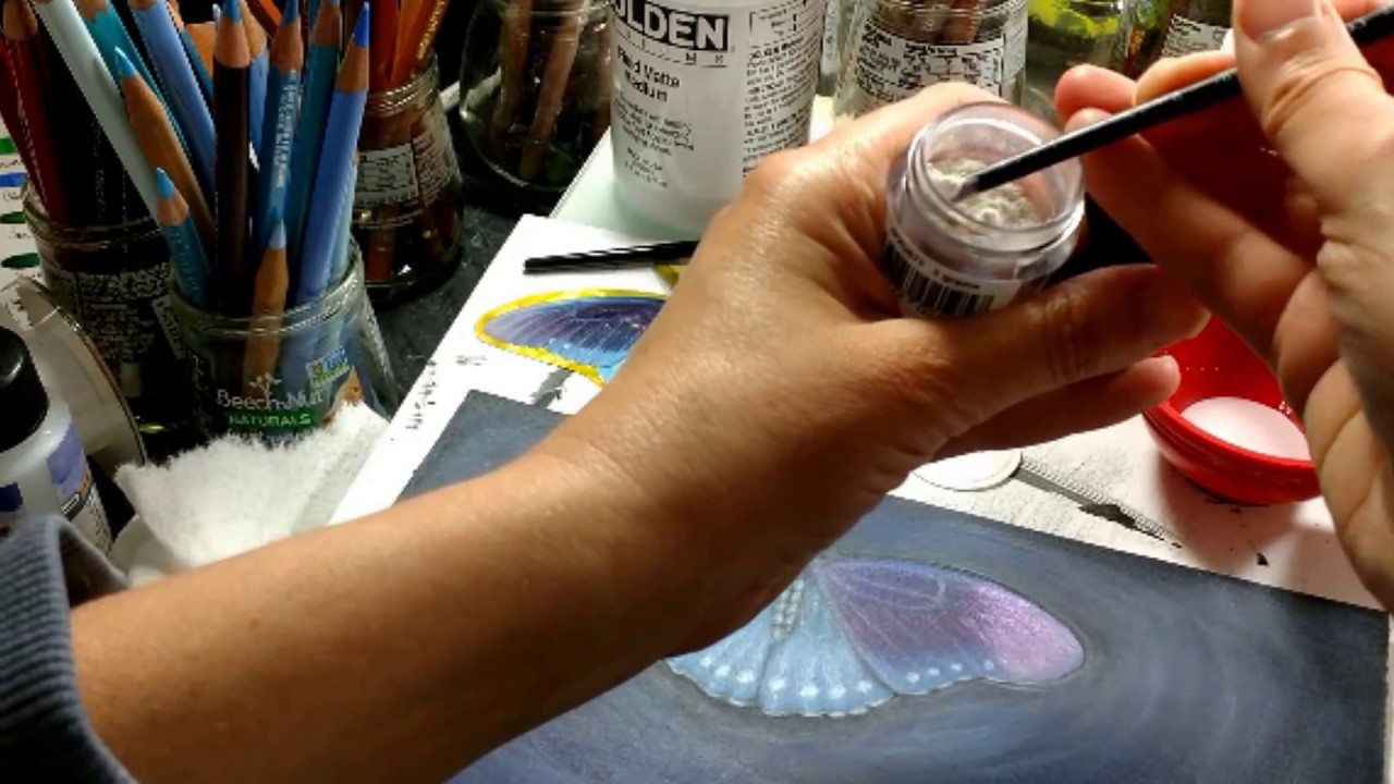 How to use Jacquard Pearl Ex Powdered Pigments with Colored Pencil