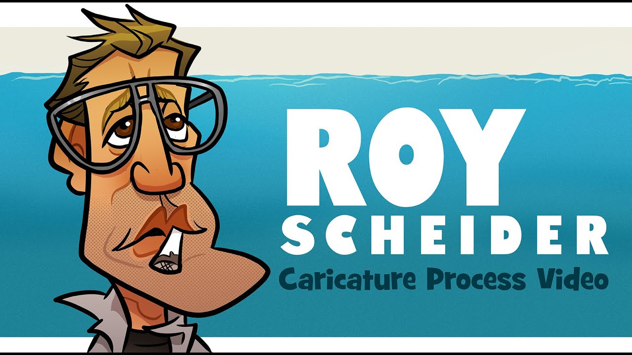 Roy Scheider (Martin Brody from Jaws) Caricature art drawing process tutorial