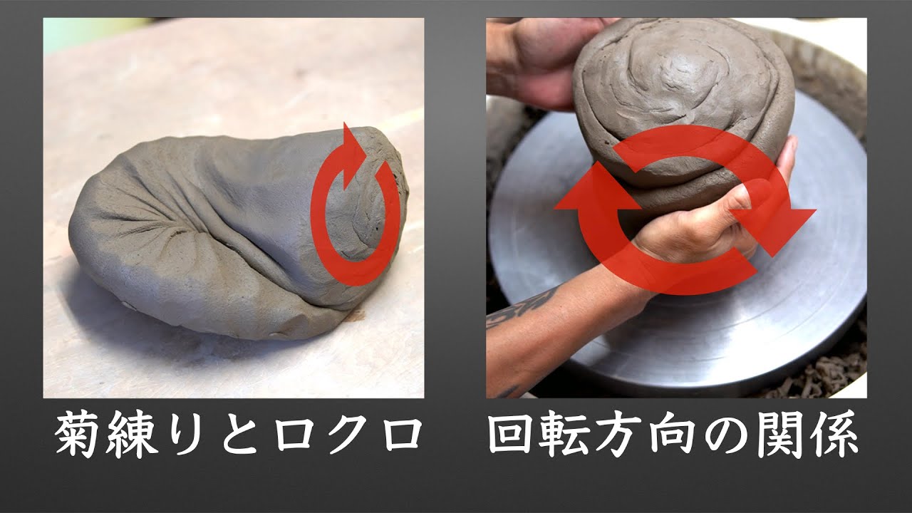 菊練りとロクロ 回転方向の関係