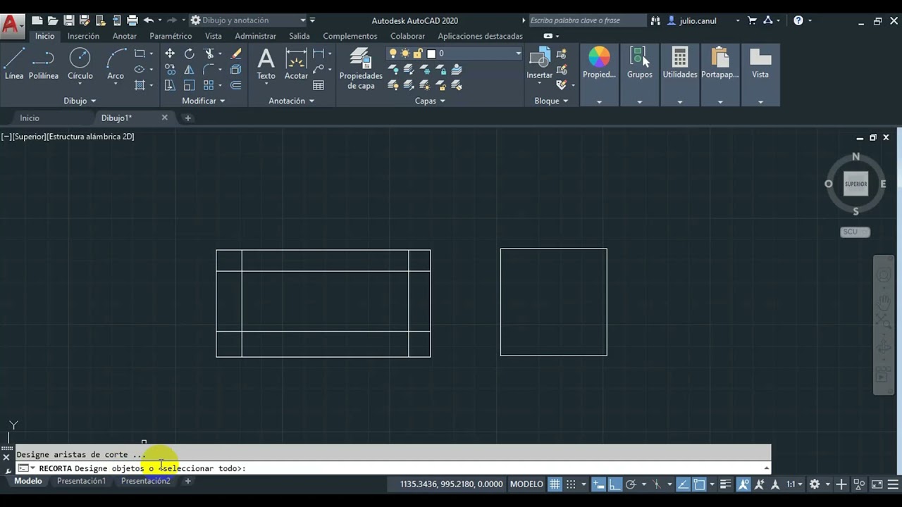 Clase 4 Usando desfase y recortando en Autocad 2020
