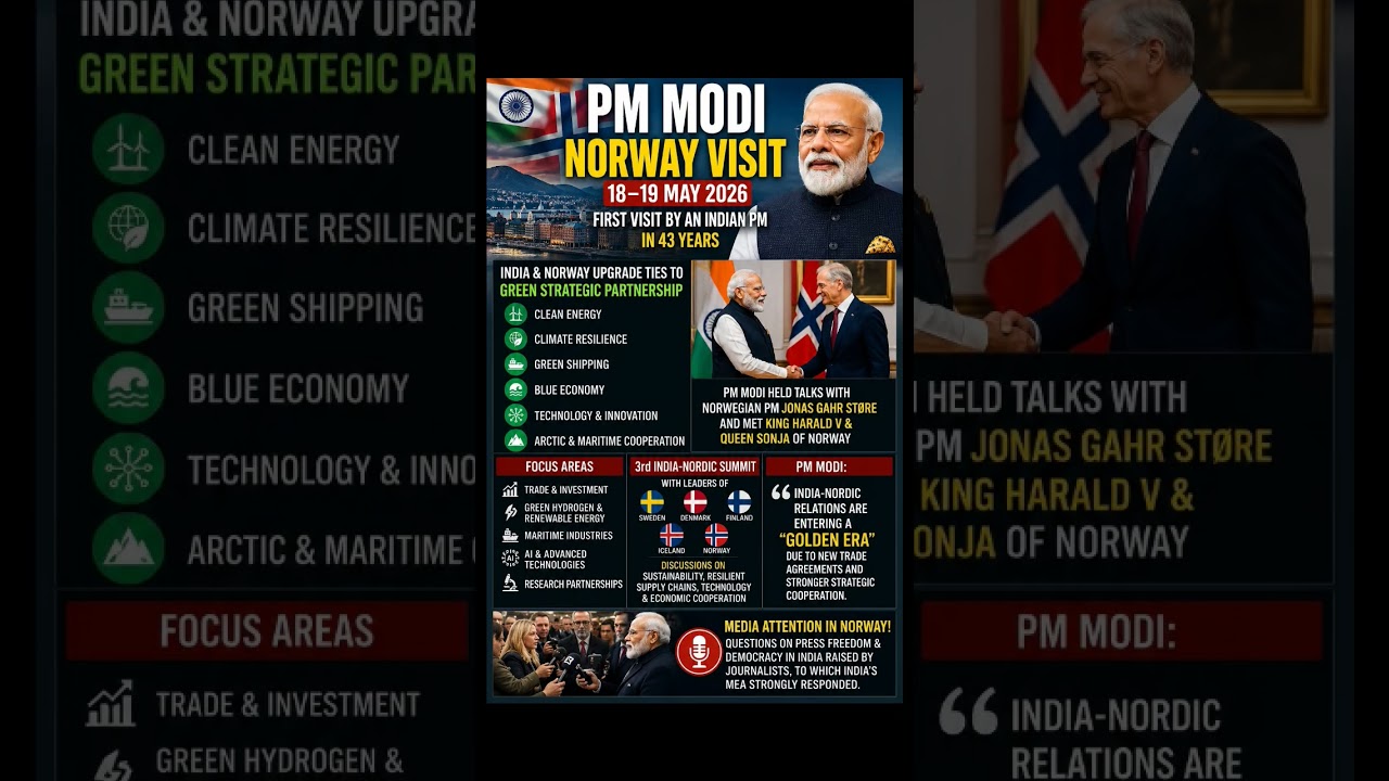 PM Modi&rsquo;s Historic Norway Visit 🇮🇳🇳🇴 | India-Nordic Summit 2026 Explained #modi #india #norway