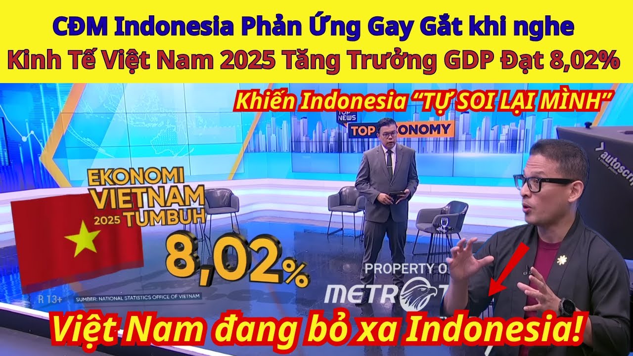 CĐM Indonesia Phản Ứng Gay Gắt khi nghe Kinh Tế Việt Nam 2025 Tăng Trưởng GDP Đạt 8,02%