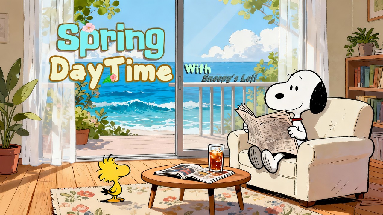 Ocean View Calm with Snoopy 🌊 Cozy Lofi for Focus & Relax | Spring Daytime Ambience