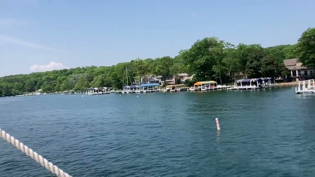 Riding a tour boat around the rich houses on Lake Geneva in Wisconsin.