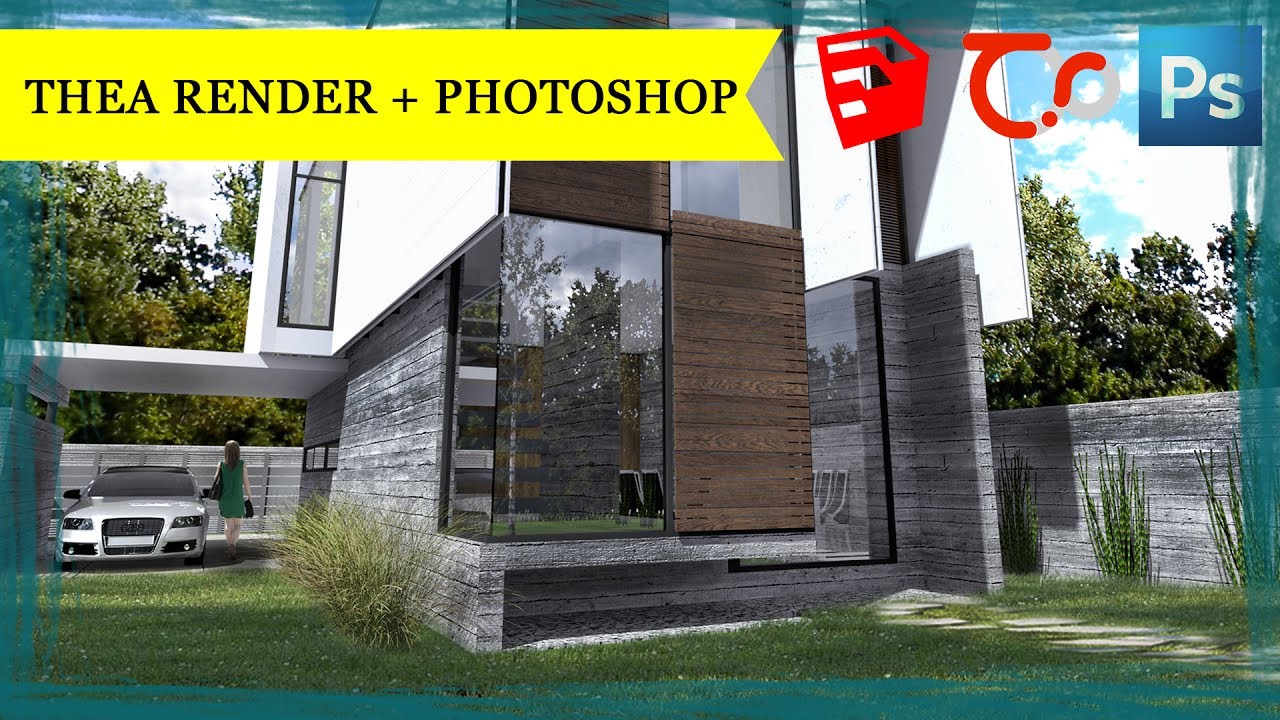RENDU SCÈNE EXTÉRIEUR SKETCHUP - PHOTOSHOP