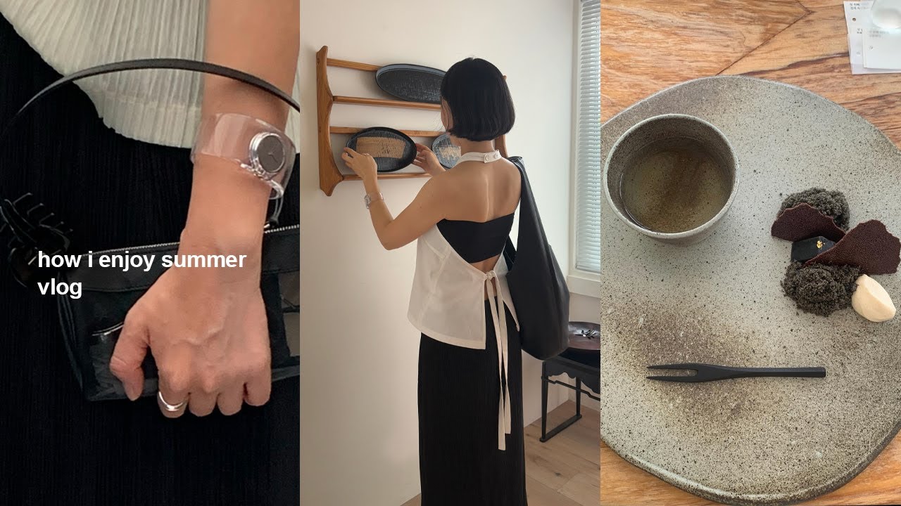 요즘 제일 잘 입은 여름코디(문리,르누이,테누브) 시계 언박싱 리뷰(이세이미야케), 여름을 제일 좋아하는 사람의 하루, 추천코스☀️(진주회관,토오베,모순갤러리 그리고..)