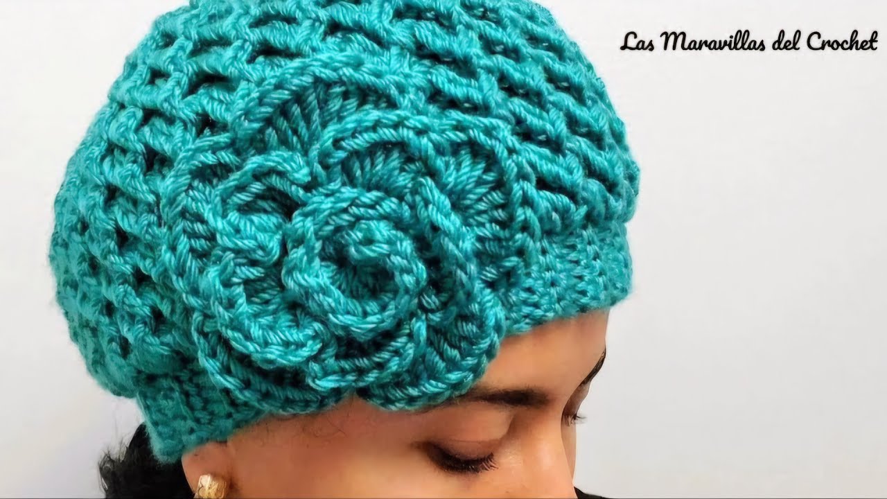 GORRO tejido a CROCHET para MUJER *tridimensional*  #crochet #LasMaravillasdelCrochet