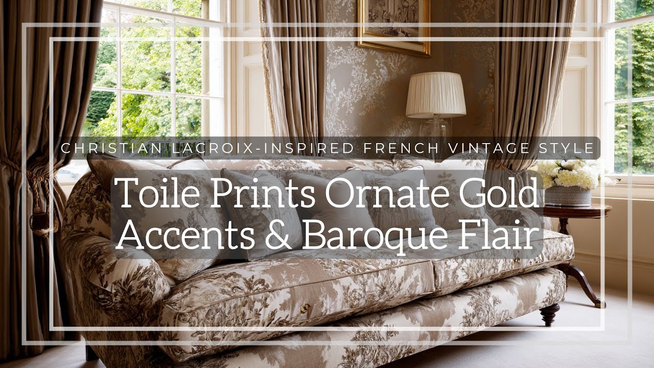 Christian Lacroix-inspired French Vintage Style: Toile Prints Ornate Gold Accents and Baroque Flair!