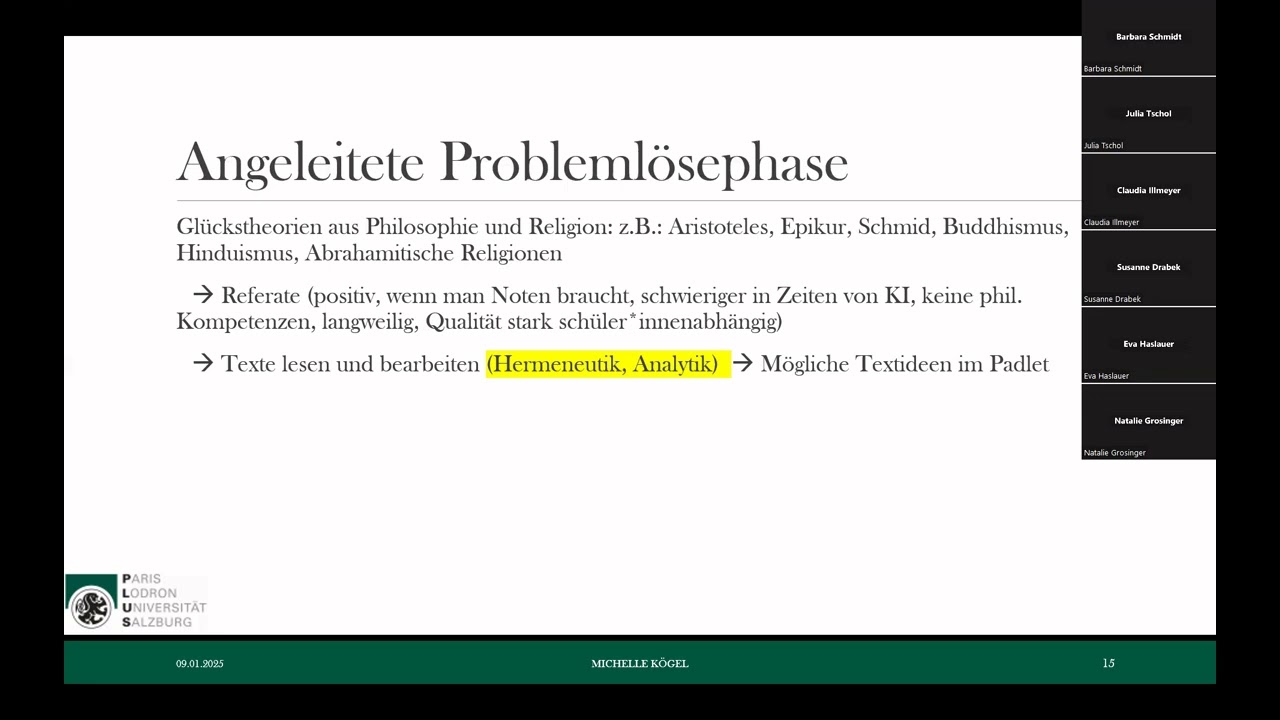 Dr.in Michelle Kögel, Glück im Ethikunterricht