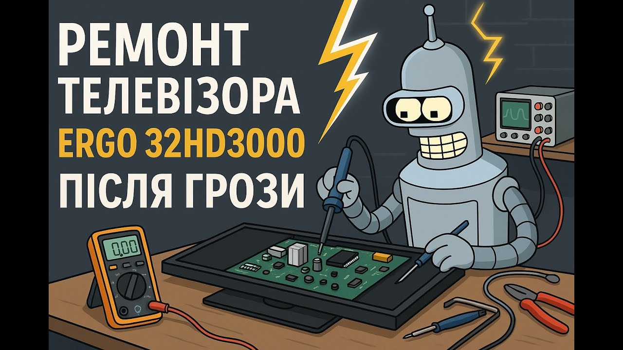 Телевізор Ergo 32HD3000 після грози ожив! Ремонт без заміни плати