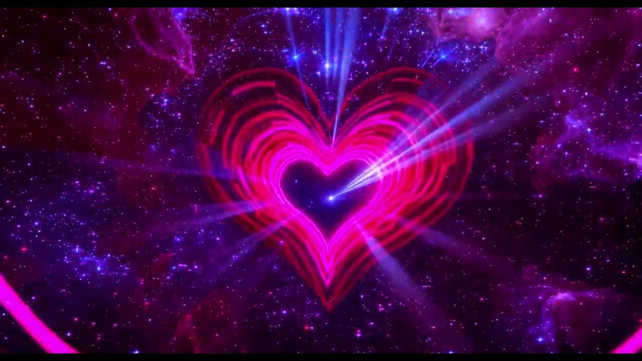 💖Love Galaxy Heart Tunnel and Romantic Abstract Glow Particles 4K Moving Wallpaper Background💖