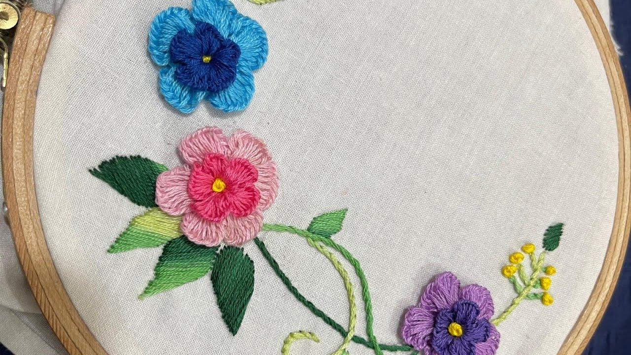 Beautiful hand embroidery rose stitching design #embroidery #rose #diy #video #viral @zouq-o-shauq