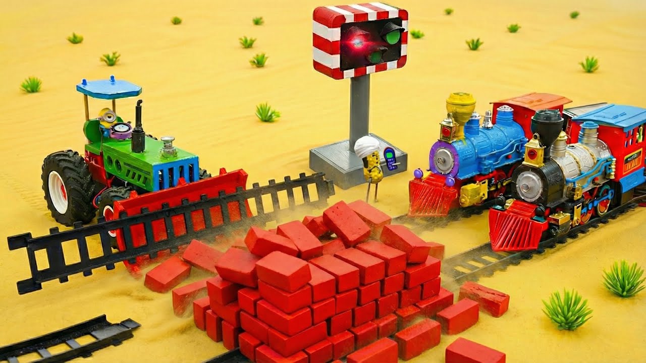 DIY Mini Tractor | Cleaning and Repairing Railway Tracks Using a Mini Bulldozer | Science Project