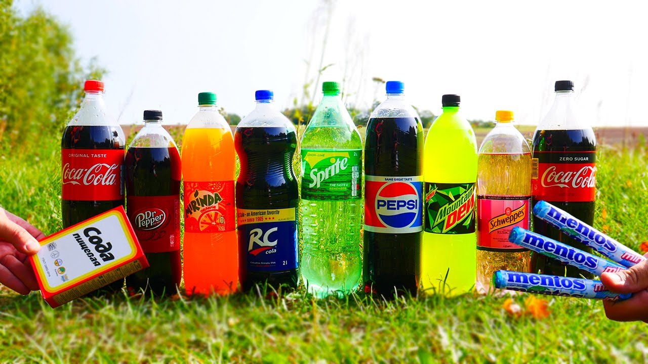 Mentos or Baking Soda? Coca Cola, Pepsi, Sprite, Dr Pepper and Other Sodas Reaction Test!