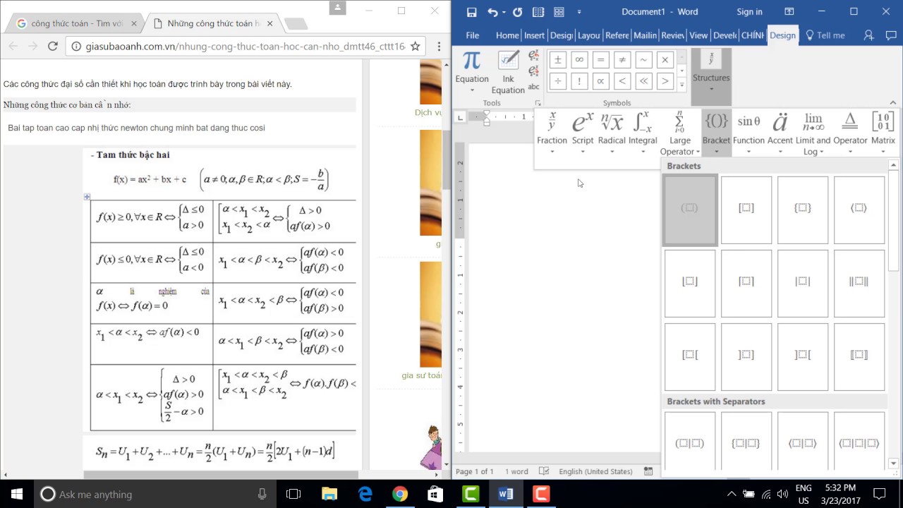 Cách gõ nhanh công thức toán học trong Microsoft Word