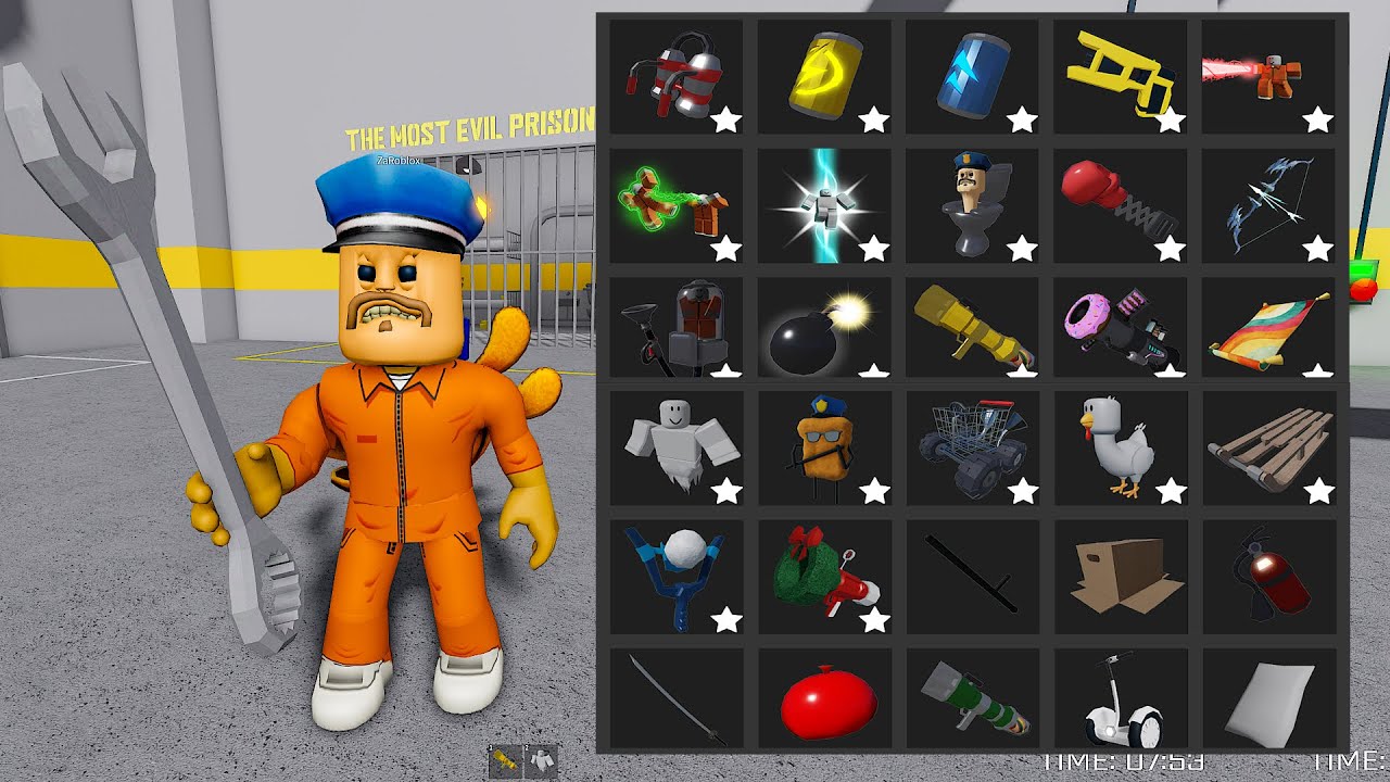 HARD MODE - Play with ITEMS in Barry Prison Run! Roblox 