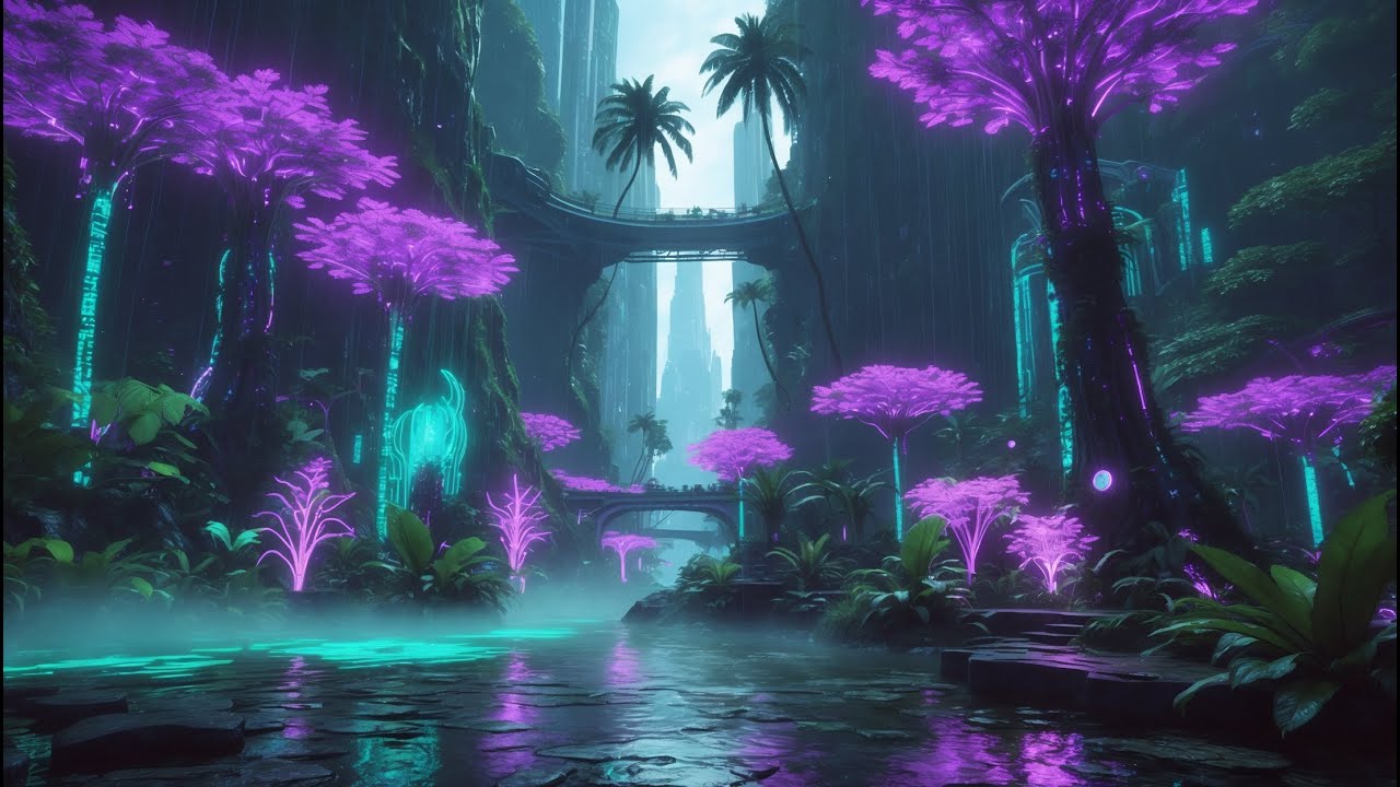 🌴 Neon Jungle City | 2 Hours Liquid Drum & Bass Mix 🎷 Cyberpunk Vibes 🌌