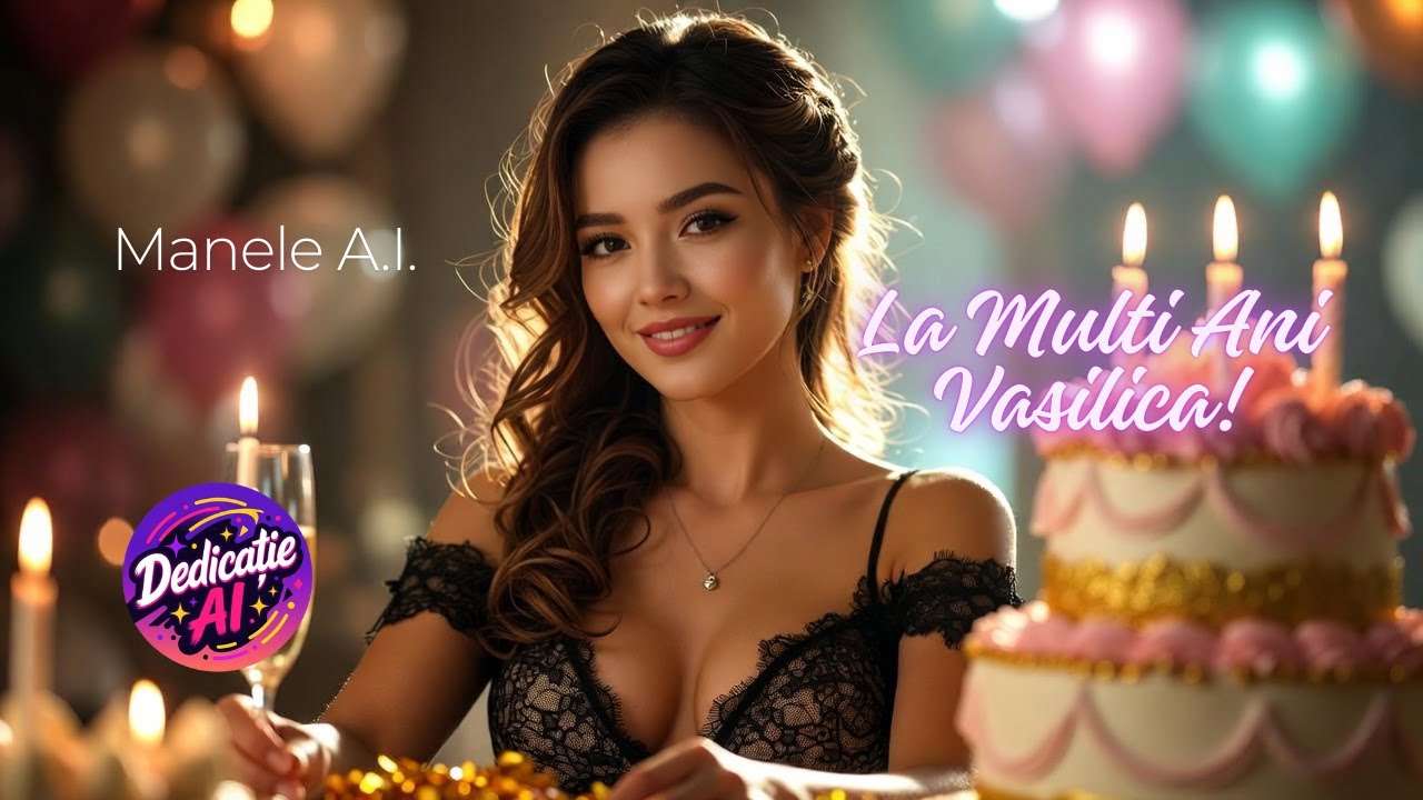 LA MULȚI ANI VASILICA - DedicatieAI Manele Petrecere Elegantă Șampanie Tort Sistem Tare