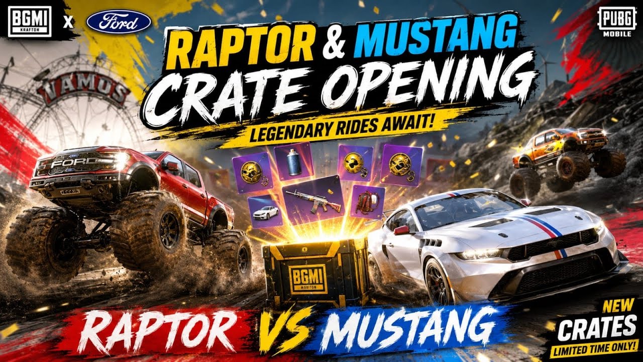 FORD MUSTANG AND RAPTOR R CRATE OPENING BGMI 🔥🤯 New update 4.4 BGMI 🔥