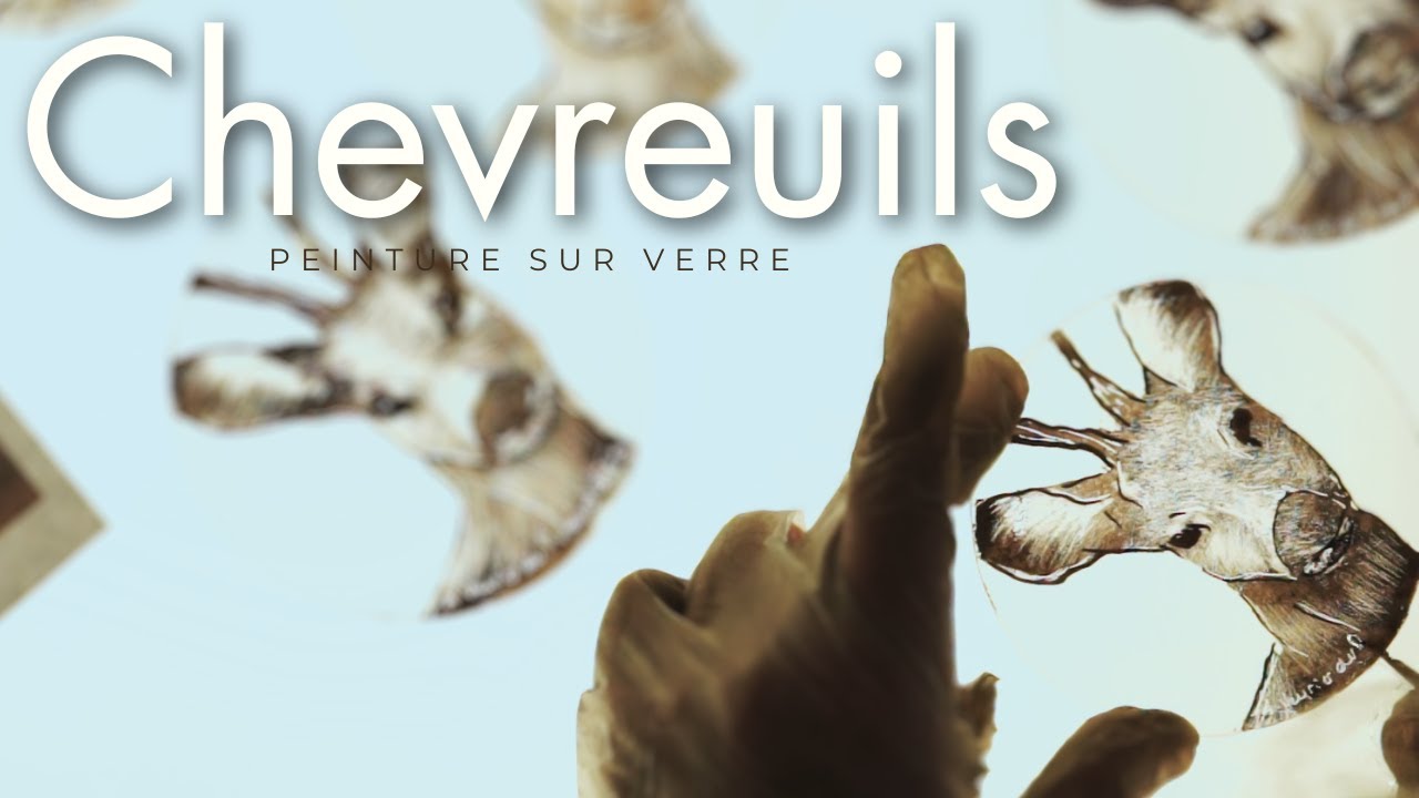 Vitrail, peintures sur verre, chevreuils