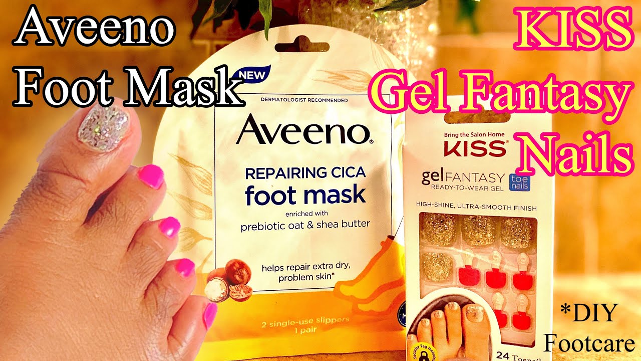Aveeno Foot Mask + KISS Press on Toenails| DIY Footcare