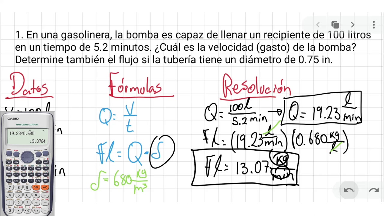 Gasto y Flujo | Física | Ejercicios resueltos