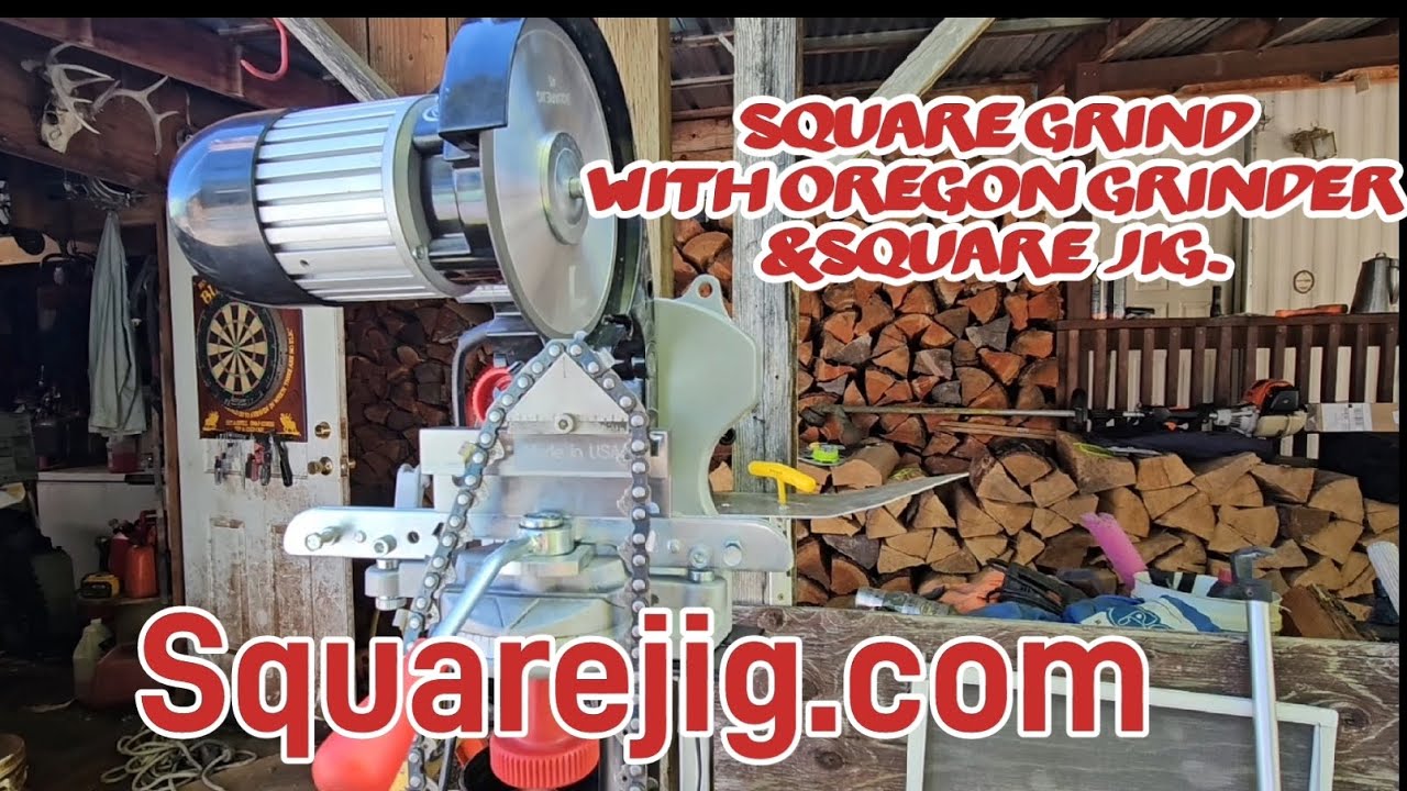 Square grind setup. Oregon Chain Grinder and Square Jig. #chainsawman #firewood #teamwork #chainsaw