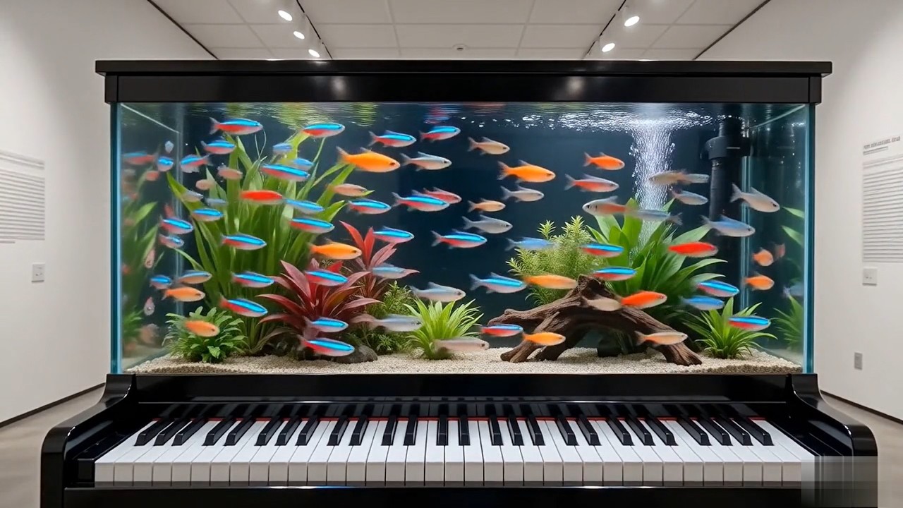 195 secs huge fish tank video. White noise. Relax.