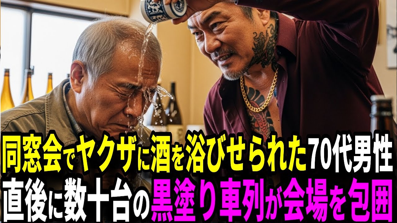 同窓会で泥だらけの70代農夫に酒を浴びせたヤクザ→直後に黒塗りの車列が店を包囲し結果…【感動する話】【朗読】